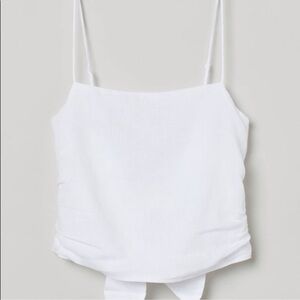 Cropped Open-Back Linen Top w/ Straps